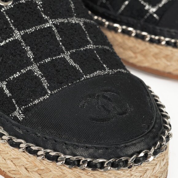 Chanel Black Metallic Tweed Espadrille Low-Top Sneakers - Picture 7 of 12
